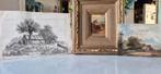 Hollandse school: Schilderij en 2 tekeningen, 19e eeuw, Antiek en Kunst, Kunst | Schilderijen | Klassiek, Verzenden