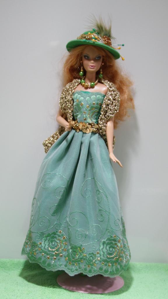 "Barbie Model" G114: groene galajurk en accessoires compleet, Kinderen en Baby's, Speelgoed | Poppen, Nieuw, Barbie, Verzenden