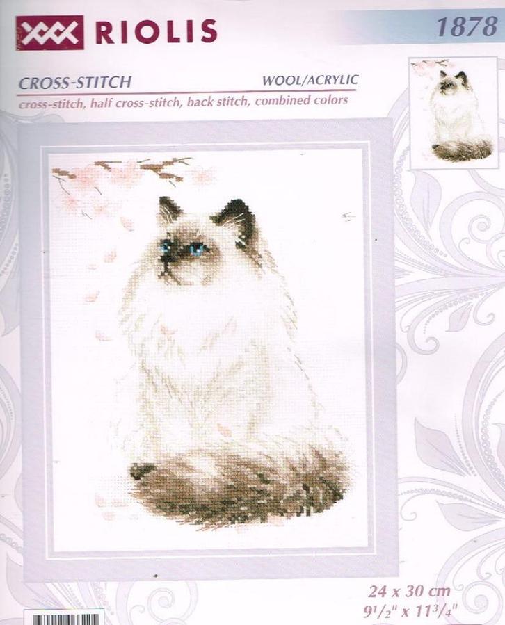 Cado riolis borduurpakket  meow - zen poes 1878, Hobby en Vrije tijd, Borduren en Borduurmachines, Nieuw, Borduurpakket, Handborduren