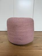 Roze jute poef, Huis en Inrichting, Banken | Voetenbanken en Poefen, Ophalen, Zo goed als nieuw, Rond, Minder dan 50 cm