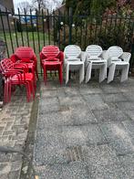 Partij Tuinstoelen - Rood & Wit - 37 stuks, Ophalen of Verzenden, Gebruikt, Kunststof, Stapelbaar