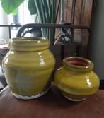 Set van 2 aardewerken (geglazuurde)potten, Overige kleuren, Ophalen of Verzenden, Minder dan 50 cm, Glas