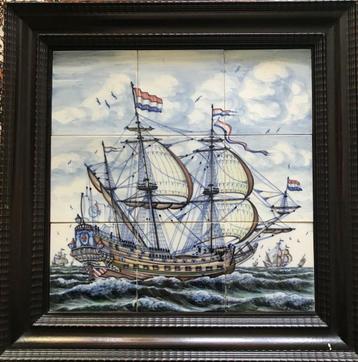 Tegeltableau Zeilschip – kleur - 3 x 3 tegels beschikbaar voor biedingen