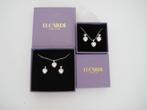 Lucardi 2x zilveren set ketting en oorbellen hart NIEUW, Met hanger, Nieuw, Ophalen of Verzenden, Zilver