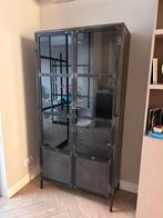 Industriële buffetkast / vitrinekast staal zwart, Ophalen, 50 tot 100 cm, Zo goed als nieuw, 150 tot 200 cm