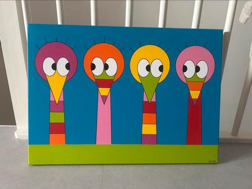 Schilderij Struisjes voor in de kinderkamer, Kinderen en Baby's, Kinderkamer | Inrichting en Decoratie, Zo goed als nieuw, Wanddecoratie