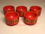 Vintage eierdoppen rood oranje met blaadjes, Ophalen of Verzenden, Zo goed als nieuw