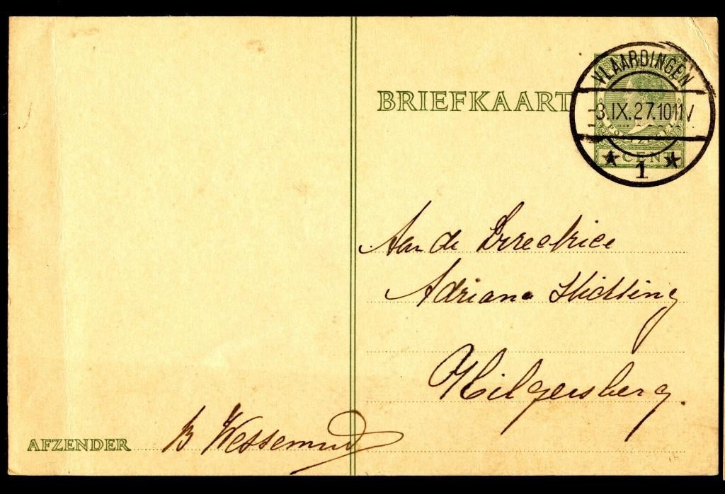 Briefkaart; Vlaardingen naar Hillegersberg op 31-10-1937, Ophalen of Verzenden, Briefkaart