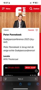 2 Tickets Peter Pannekoek Oudejaarsconferance, Twee personen, Oktober