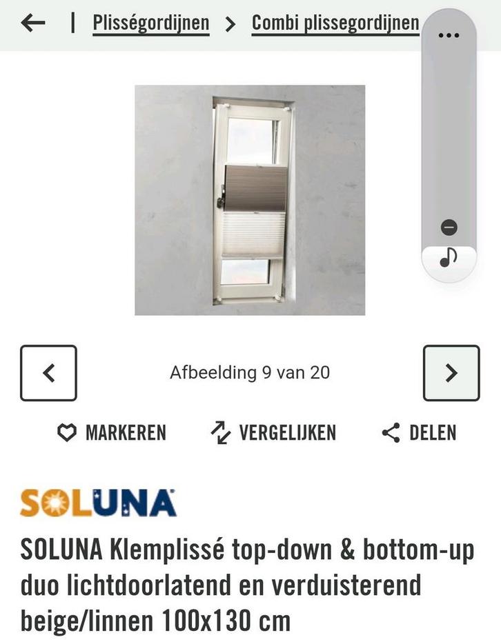 Plissées verduisterend + lichtdoorlatend, top down bottom up, Huis en Inrichting, Stoffering | Gordijnen en Lamellen, Nieuw, 100 tot 150 cm