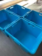 4 (evt 6)kunststof opberg kratten stapelbaar krat box blauw, Doe-het-zelf en Verbouw, Kratten en Dozen, 50 tot 75 cm, Minder dan 35 cm