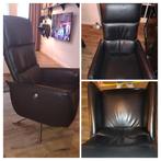 Leren zwarte Relaxfauteuil mechanisch slank aanzien, Ophalen of Verzenden, Minder dan 75 cm, Leer, 50 tot 75 cm