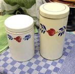 Brocante Boerenbont voorraadbus/ beschuitbus met ophaler, Antiek en Kunst, Ophalen of Verzenden