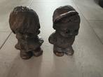 Bronzen kinderkopjes jongen en meisje, Antiek en Kunst, Ophalen