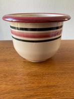 Bloempot "Beige met Roze en Zwarte Streep" Nieuw, Rond, Nieuw, Ophalen of Verzenden, Aardewerk