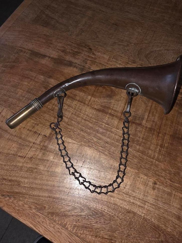 Oude Jachthoorn - 25cm - Werkend & Mooie Staat, Antiek en Kunst, Curiosa en Brocante, Ophalen of Verzenden