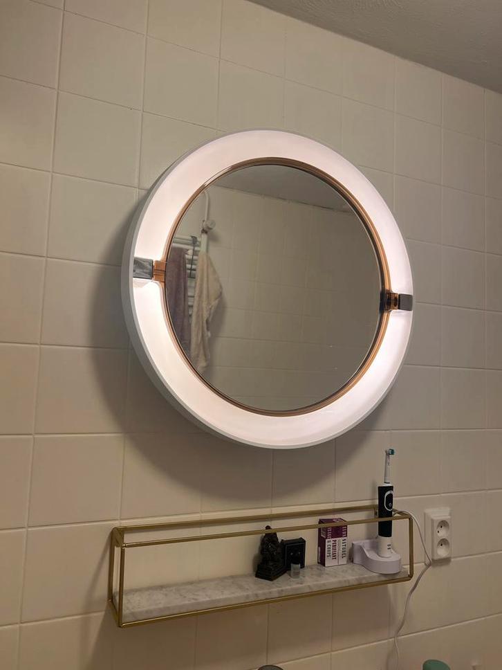 Allibert Wandspiegel badkamer rond Vintage Retro Jaren 60, Huis en Inrichting, Woonaccessoires | Spiegels, Gebruikt, 50 tot 75 cm