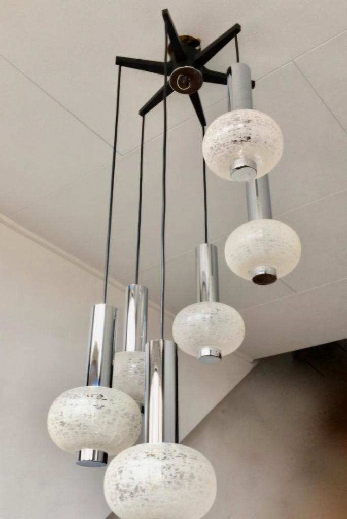 Vintage Retro hanglamp, model cascade, Solken Leuchten, Huis en Inrichting, Lampen | Hanglampen, Zo goed als nieuw, 75 cm of meer
