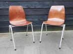 ELMAR FLOTOTTO - 2x Industriële stoelen. Vintage jaren 60-70, Huis en Inrichting, Stoelen, Ophalen, Gebruikt, Twee, Bruin