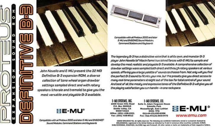 E-MU Definitive B-3 ROM kaart voor Proteus 2000-serie, Muziek en Instrumenten, Soundmodules, Gebruikt, E-MU, Ophalen of Verzenden