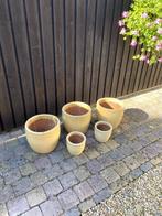 5 stuks gele bloempotten, Tuin en Terras, Bloempotten, Gebruikt, Rond, Ophalen of Verzenden, Tuin
