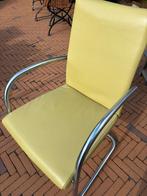 Stoelen eetkamer leer met rvs 6x, Huis en Inrichting, Stoelen, Ophalen, Zo goed als nieuw, Leer, Vijf, Zes of meer stoelen
