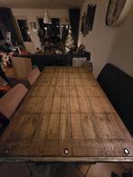 Stoere Eettafel van Steen en Schotten, Ophalen, Gebruikt, 100 tot 150 cm, Vijf personen of meer