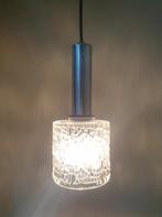 Vintage Crackle glass hanglamp - chromen armatuur (3stuks), Gebruikt, Vintage, space age, Ophalen of Verzenden, Glas