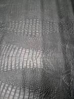 Zwart leer met crocoprint - 1 m², 120 cm of meer, Zwart, Leer of Kunstleer, Ophalen of Verzenden