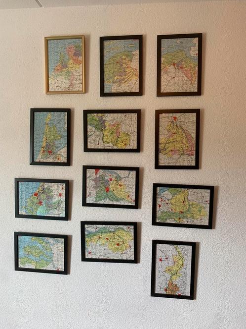 Ingelijste provincie puzzels, Huis en Inrichting, Woonaccessoires | Lijsten, Minder dan 50 cm, Hout, Ophalen of Verzenden