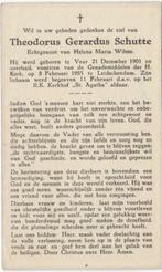 Theodorus G. Schutte 1901 Veur + 1955 Leidschendam, 53 jr, Verzamelen, Bidprentjes en Rouwkaarten, Verzenden