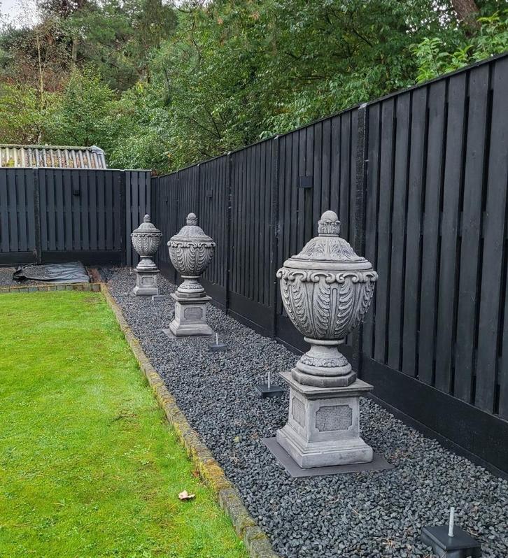 Tuinvaas op sokkel antraciet look, Tuin en Terras, Tuinvazen, Nieuw, Ophalen of Verzenden