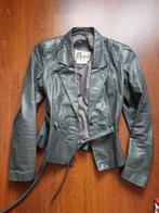 Geweldige vintage retro olifantgrijze leren jasje - maat 36, Kleding | Dames, Ophalen of Verzenden, Gedragen, Maat 36 (S), Grijs