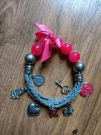 Pink Ribbon bedelarmband met roze accenten, Ophalen of Verzenden, Gebruikt, Roze, Armband