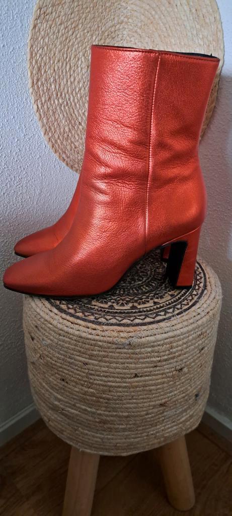 Leren Enkellaarsjes metallic Orange maat 42, Kleding | Dames, Schoenen, Nieuw, Ophalen of Verzenden