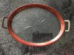 Houten Dienblad met geslepen Glas, Ophalen of Verzenden, Gebruikt, Ovaal, Hout