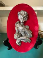 Vintage franse lijst, velours met tinnen figuur in reliëf 2, Ophalen of Verzenden