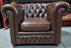 Chesterfield Springvale club fauteuil bruin leer + BEZORGING, Huis en Inrichting, Fauteuils, Gebruikt, ., Ophalen of Verzenden