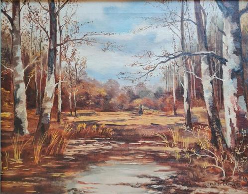 Landschap aan het water, Antiek en Kunst, Kunst | Schilderijen | Klassiek, Ophalen of Verzenden