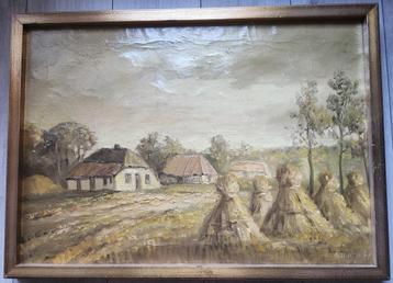 Schilderij Boerderij met korenveld beschikbaar voor biedingen