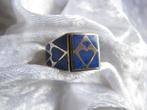 Mooie Handgemaakte Zilveren Ring met Lapis Lazuli - heren, Verzenden, Zilver, Ring, Met edelsteen