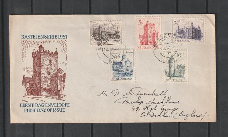 FDC E5, Zomerzegels uit 1951. Beschreven., Postzegels en Munten, Postzegels | Eerstedagenveloppen, Beschreven, Nederland, Verzenden