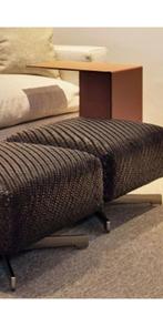 Flexform pouf 45x65 Tuigleder visgraat Dark brown np 5.119,-, Minder dan 50 cm, Info@micheldethouars.nl, Flexform, 9723 CA