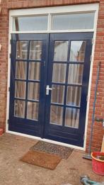 Hardhouten tuindeuren met dubbel glas, Ophalen, Gebruikt, 120 cm of meer, 200 tot 215 cm