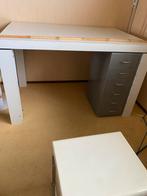 Stevige witte eettafel 120-80D-75H. Bureautafel., Ophalen, Gebruikt, 100 tot 150 cm, Vier personen