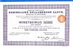 Koninklijke Hollandsche Lloyd, Winstbewijs, 100 Gulden, 1925, Postzegels en Munten, Aandelen en Waardepapieren, Verzenden, 1920 tot 1950