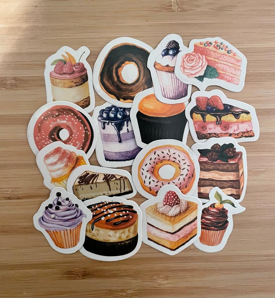 Taartjes, cake verjaardag eten stickers, Verzenden, Nieuw, Meerdere stickers