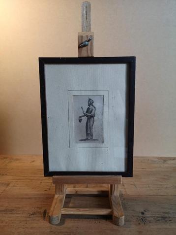 Gravure, oosterse man, in lijst beschikbaar voor biedingen