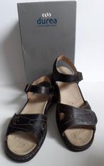Vlotte leren Durea sandalen 38.5 met uitneembaar voetbed, Durea, Zwart, Zo goed als nieuw, Sandalen of Muiltjes