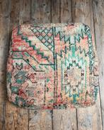 Kleurrijke Marokkaanse/berber poef, Huis en Inrichting, Ophalen, Vierkant, 75 tot 100 cm, Zo goed als nieuw